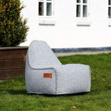 Cobana Junior Lounge Chair og pouf i grått, barnesekkestol med rund form og mykt stoff.