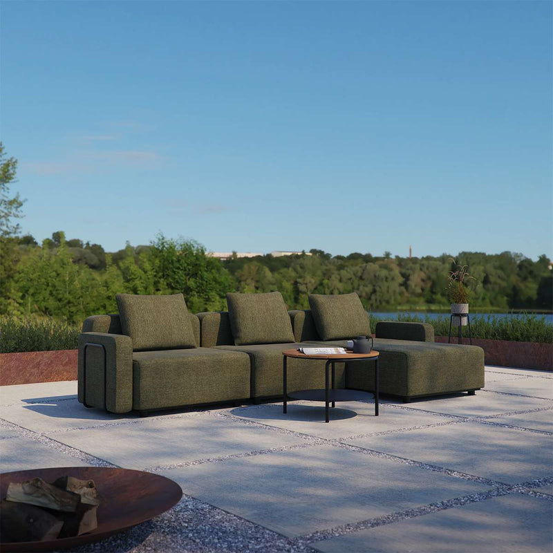 Cobana Lounge Sofa 4-seters hjørnesofa i svart med modulære seter uten armlener utendørs