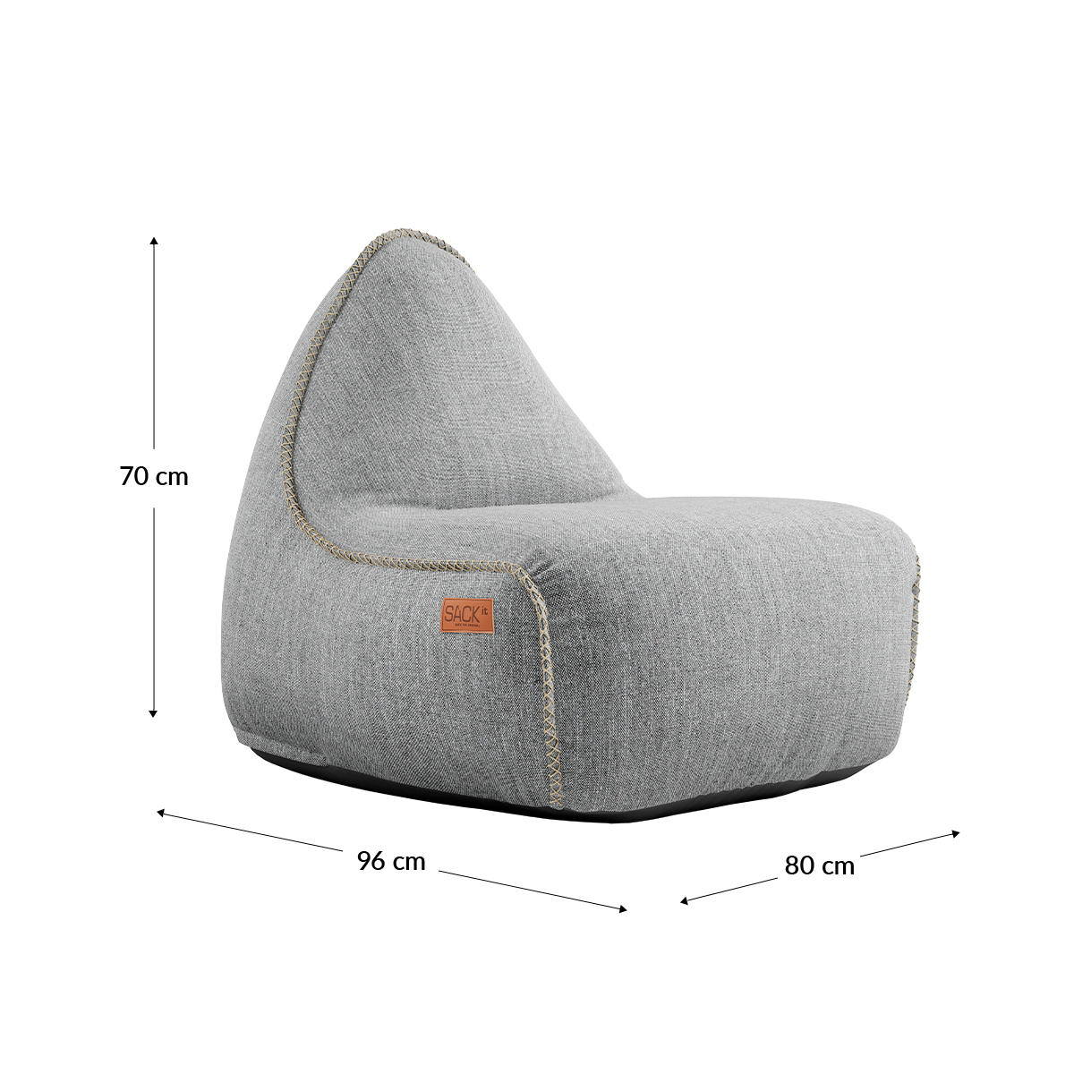 Cobana Lounge Chair i sand melange med linsting, vanntett og holdbar sakkestol med ryggstøtte.