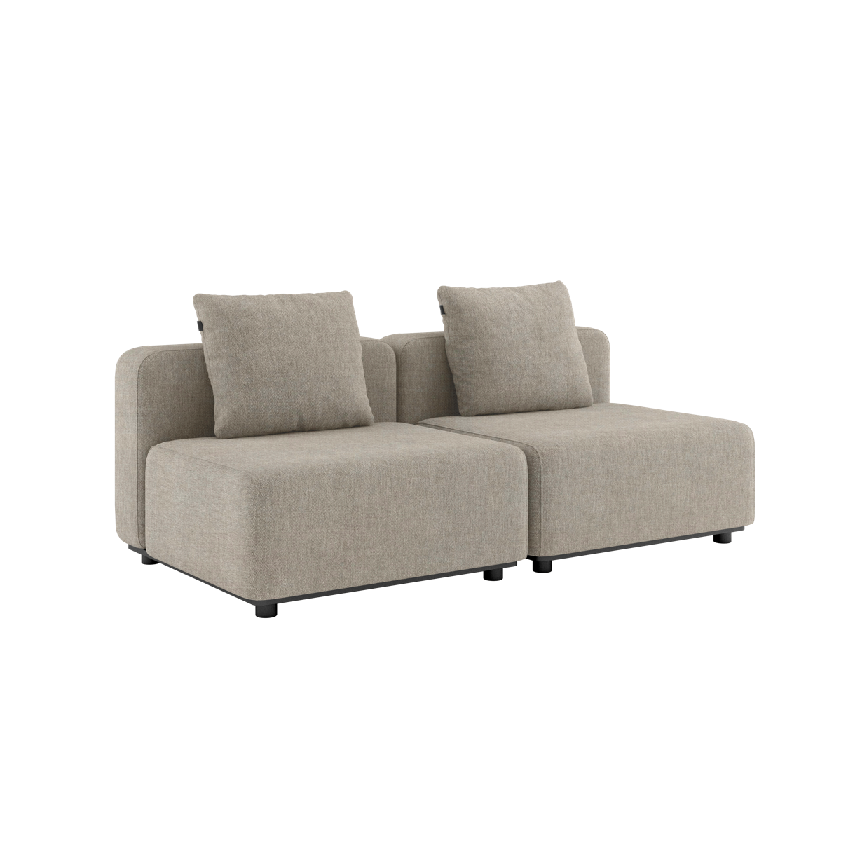 Beige Cobana loungesofa med to moduler og løse ryggputer fra sackit for moderne utendørs bruk – vist i et tidløst nordisk design