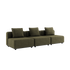 Olivengrønn Cobana loungesofa med tre moduler og tre løse ryggputer i et moderne dansk design for uteplassen