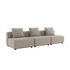 Sandfarget Cobana loungesofa med tre moduler og tre puter fra sackit for nordiske uteområder