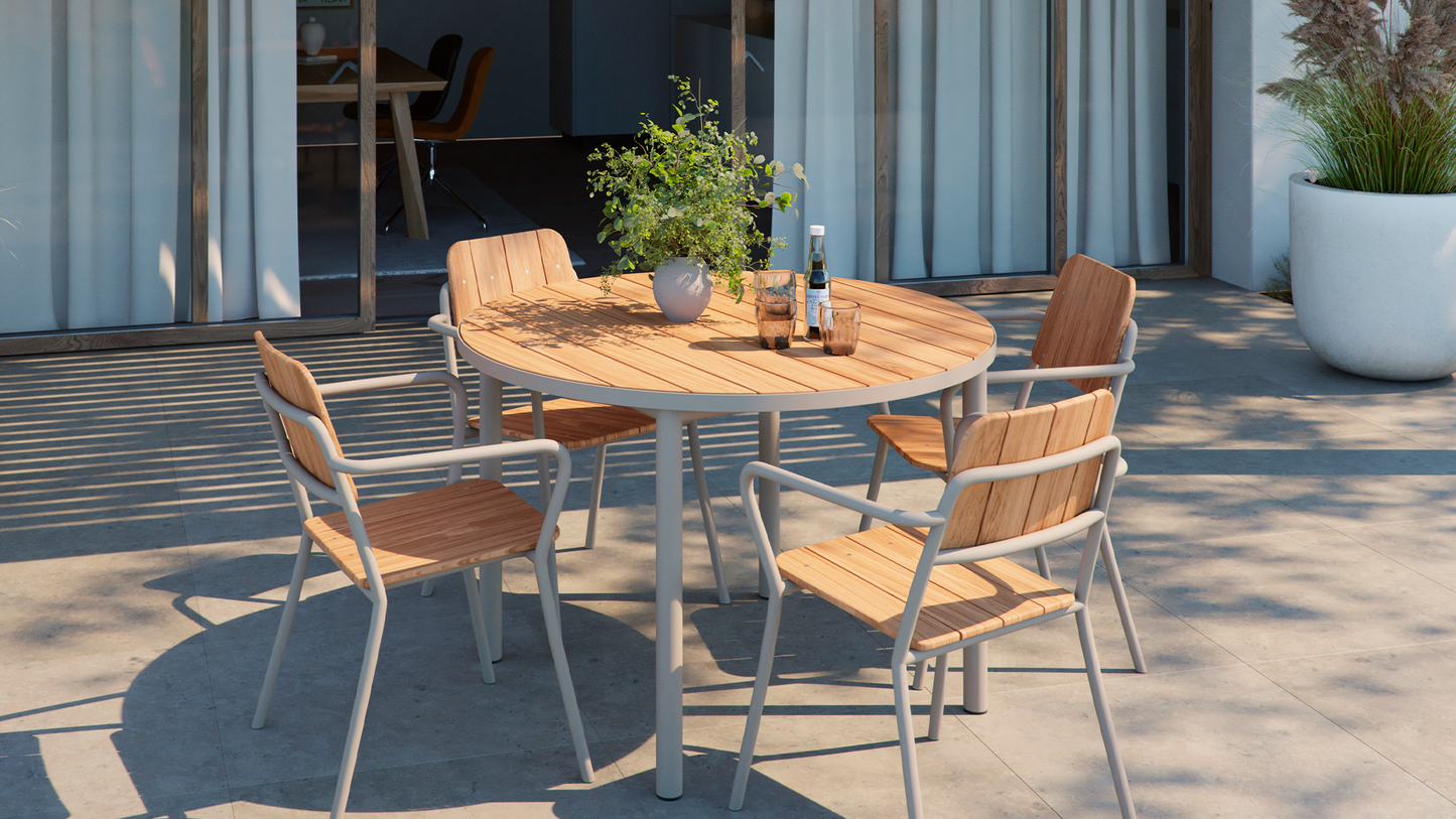 Kirra Dining Table 210x90 - Utendørs spisebord for 6 personer i teak og aluminium