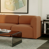 Fjord Sofa 2-seter i Cosmo Terracotta med myke, avrundede kanter og skandinavisk design.