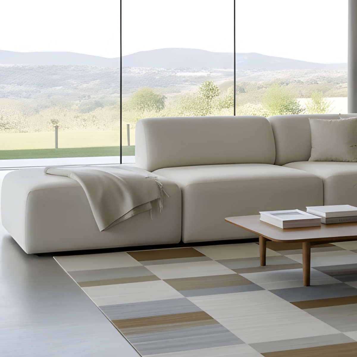 Modulbasert Fjord Sofa med myke linjer og avrundede kanter i et skandinavisk design.