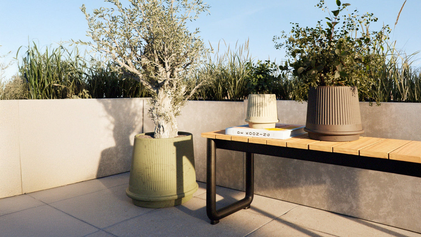 Gaia 23 - Utendørs keramikkblomsterpotte med klassisk, riflet design - Ø26