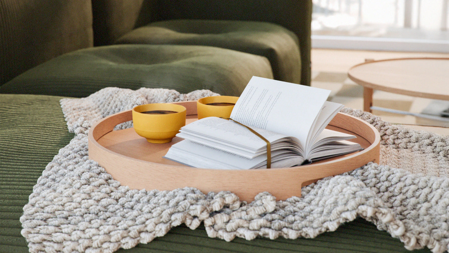 Nordic Serving Tray - Rund serveringsbrett i eikefinér, Ø50 cm