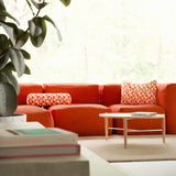 Soft Sofa Indoor 5-seters hjørnesofa i oransje Jaquard tekstil med myke puter og modulært design