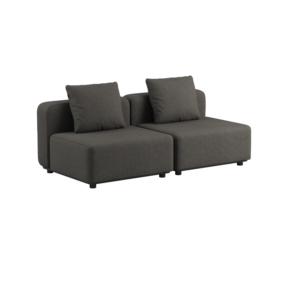 Grønn Cobana Lounge Sofa med armlener og puff i utendørs modulbasert design.