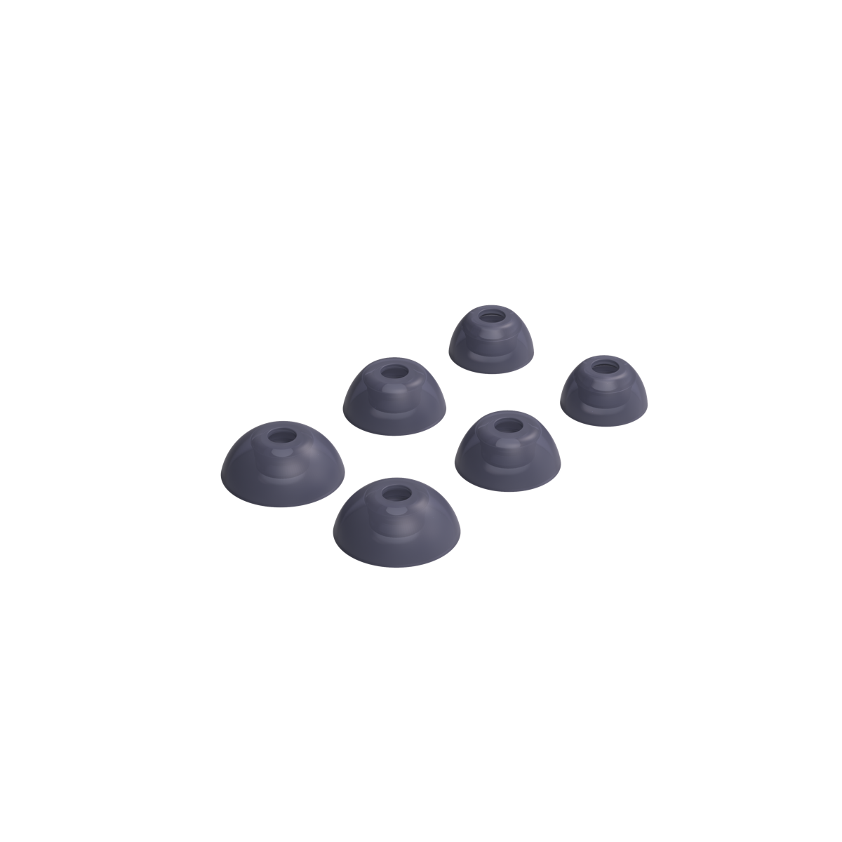 Sett med tre silikon øretips i blå Sapphire-farge for ROCKit X høretelefoner i small, medium og large.