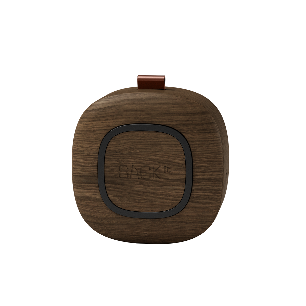 Go Wood bærbar høyttaler i røkt eik med tekstil fra KVADRAT, kompakt og trådløs.