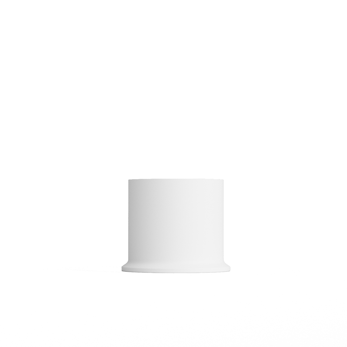 London base lampefot i hvit pulverlakkert rustfritt stål, liten størrelse, enkel og elegant design.