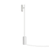 Hvit Expo Floor gulvlampe i aluminium med marmorsokkel og varm belysning.