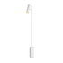 Expo Floor gulvlampe i hvit aluminium med marmorsokkel og varm belysning.