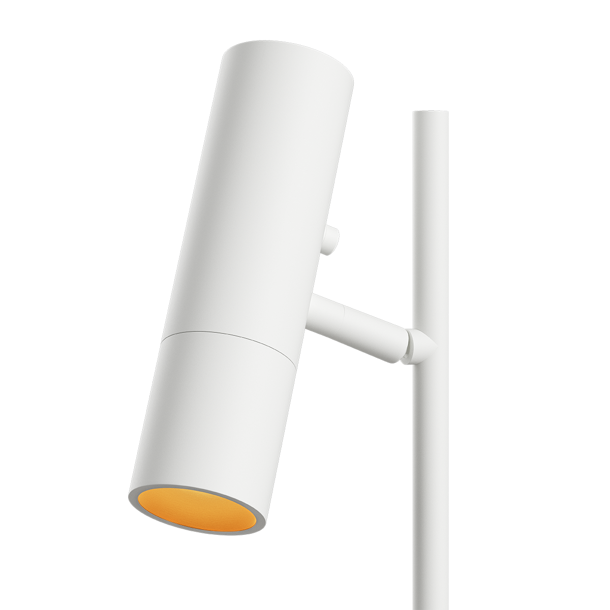 Expo Table bordlampe i hvit aluminium med marmorbase og varm belysning, 66 cm høy.