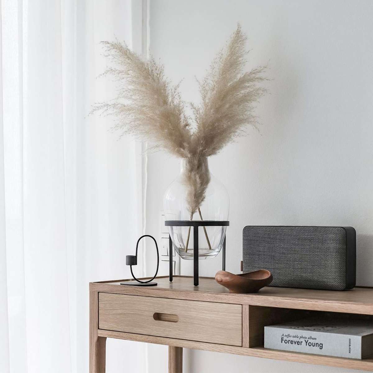 Move 150 høyttaler i stål med Fiord stoff og dansk design, bærbar med Bluetooth og oppladbart batteri.