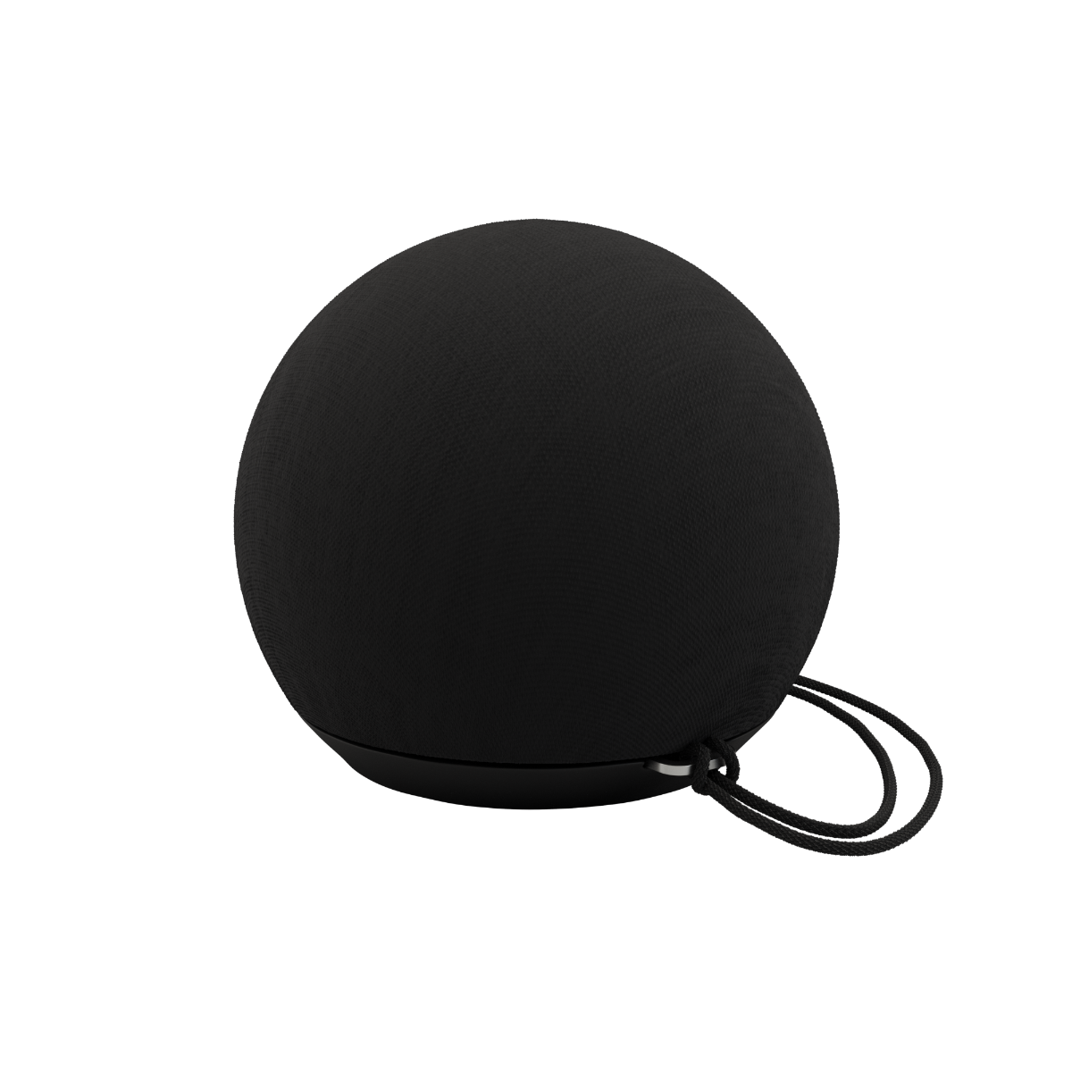 Play Mini høyttaler i karbonfarge med kompakt design og stofftrekk, plassert på hvit bakgrunn.