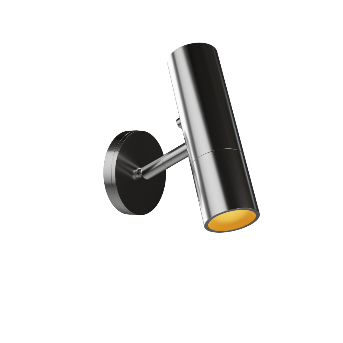 Polert aluminium vegglampe Expo Wall med rund form og berøringsknapp, innendørs belysning.