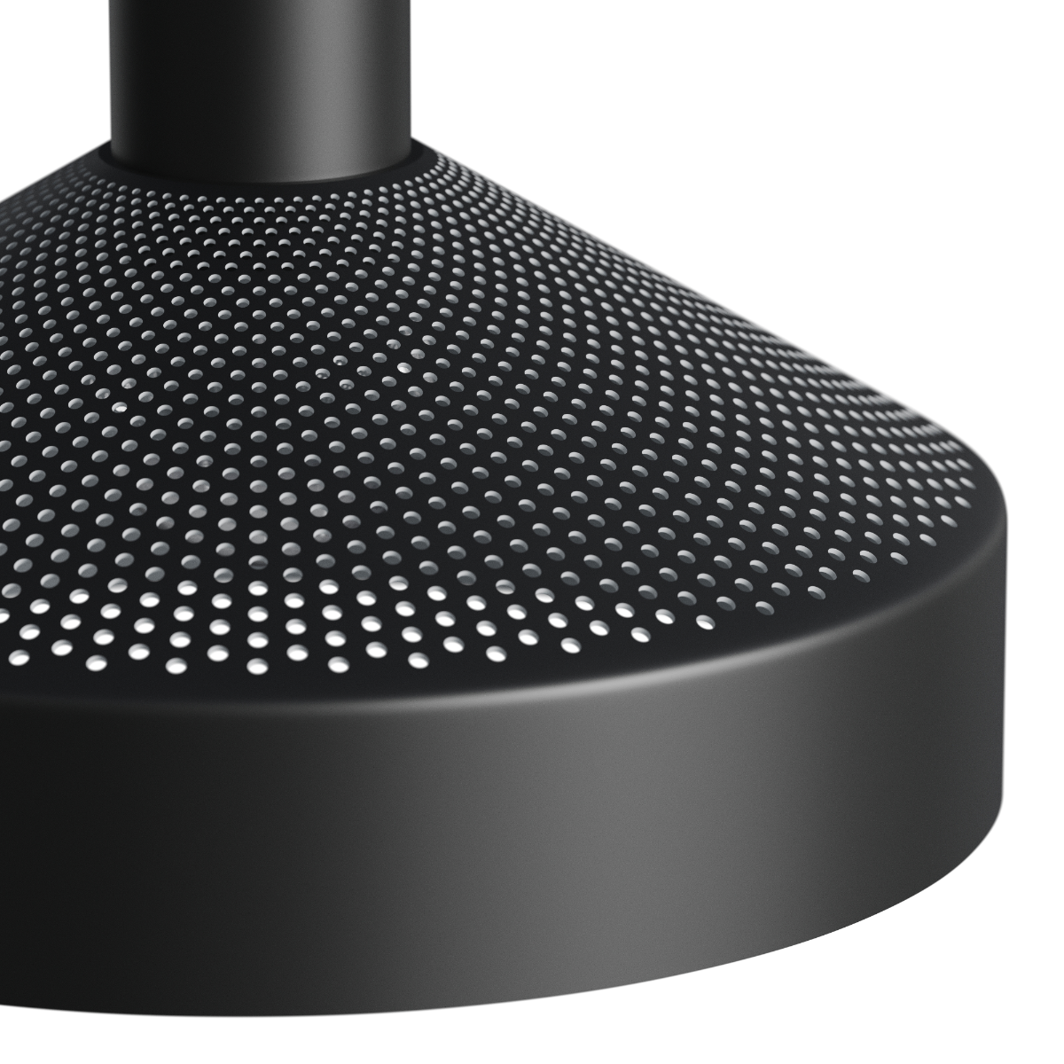 Dawn Pendant Ø25 svart aluminium taklampe med perforert topp og hvit innerskjerm.