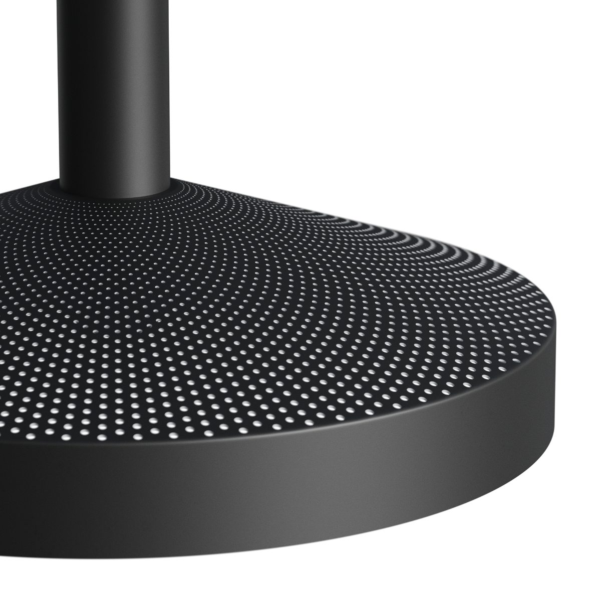 Dawn Pendant Ø40 i svart aluminium med perforert topp og hvit innerskjerm, innendørs belysning.