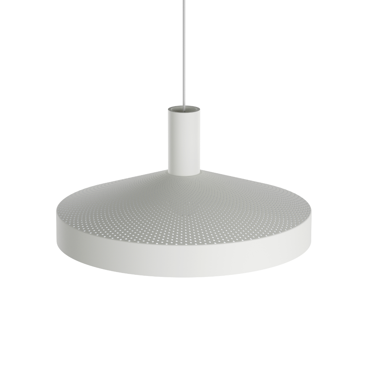 Hvit Dawn Pendant Ø40 i aluminium med perforert topp og hvit innerskjerm.