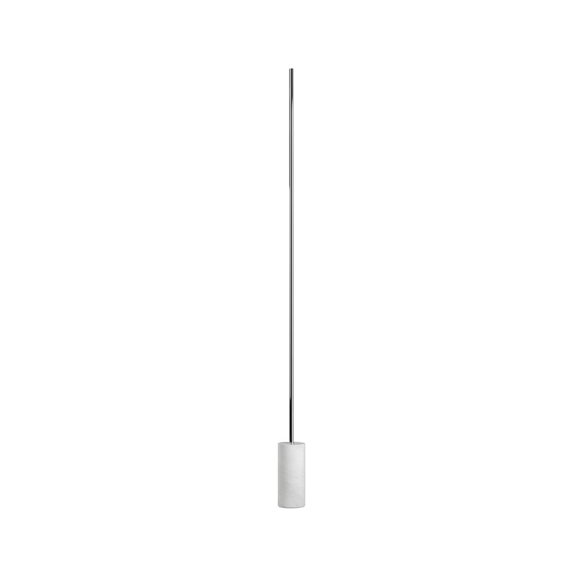 SACKit Expo 185 gulvlampe med polert marmorfot og slank aluminiumprofil, vertikal frostet LED-stripe
