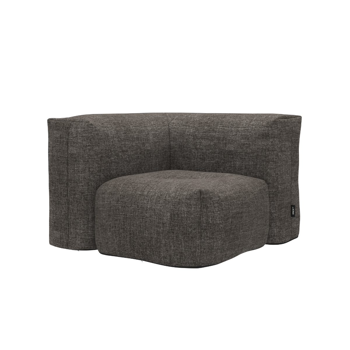Soft Sofa Outdoor hjørnesofa i svart Kirra Noir stoff med myke puter og håndtak.