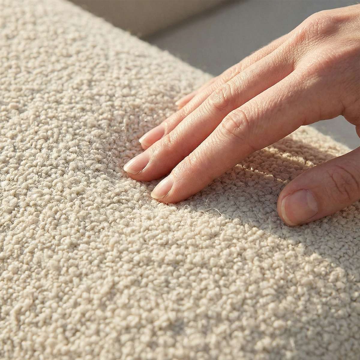 Soft Sofa Outdoor pouf i boucle beige stoff plassert i lyst uterom