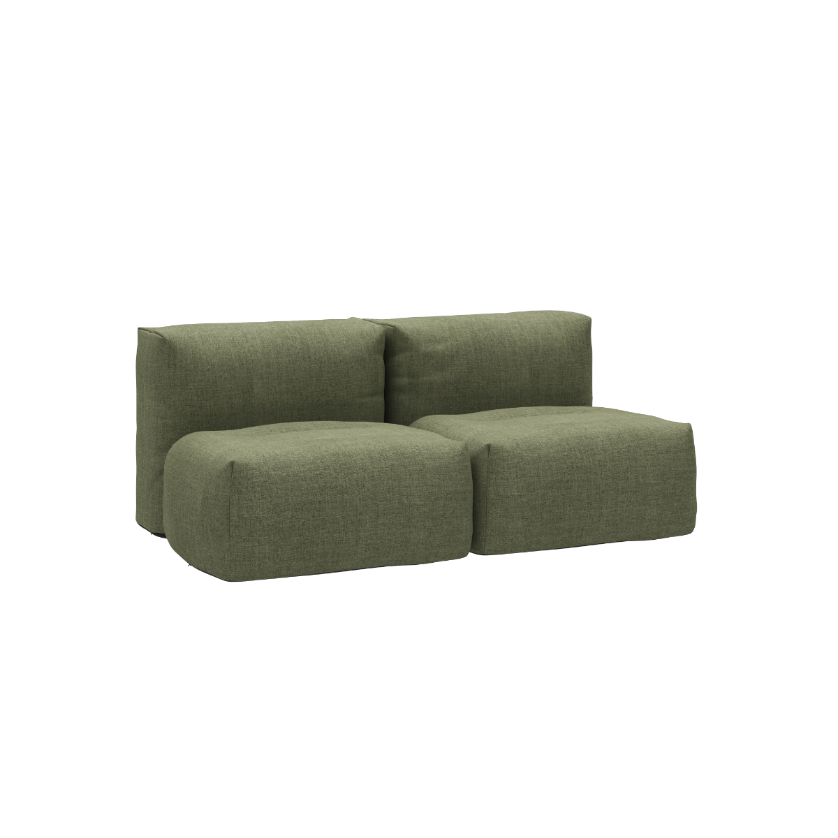 Soft Sofa Outdoor 2-seters sofa i Kirra Olive farge med myke puter og håndtak for enkel flytting.
