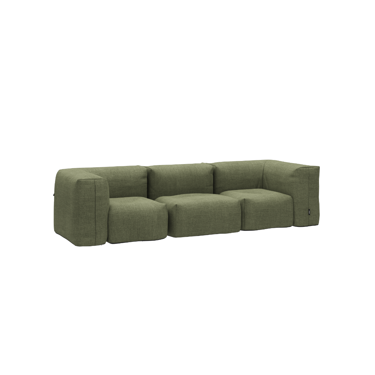 Soft Sofa Outdoor 3-seter sofa i Kirra Olive farge med myke puter og lav rygg.