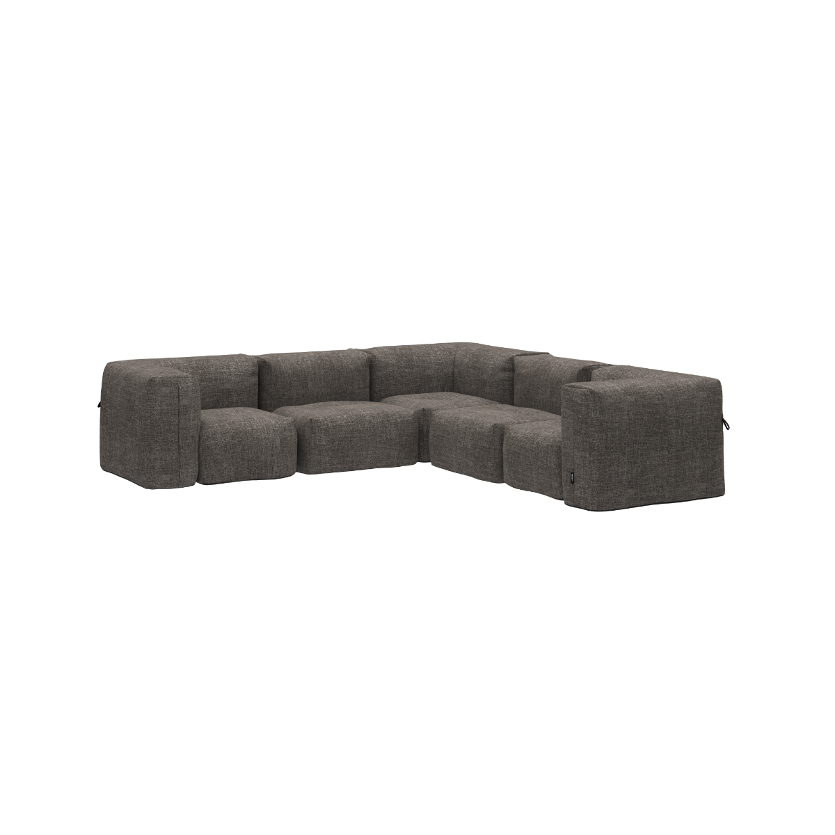 Soft Sofa Outdoor 5-seter hjørnesofa i svart Kirra Noir stoff, designet for utendørs bruk.