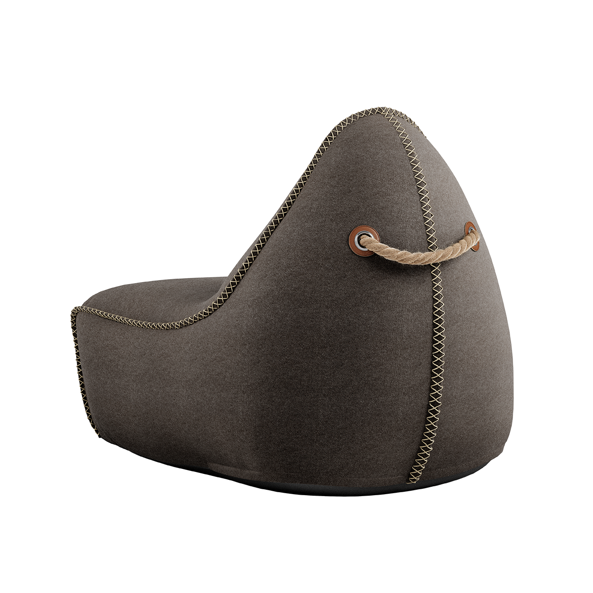 Canvas Lounge Chair i petrolfarget canvasstoff med ryggstøtte og myk form for innendørs bruk.