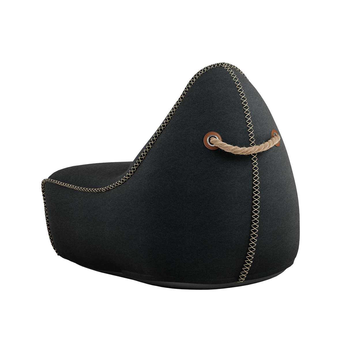 Canvas Lounge Chair i petrolfarget canvasstoff med ryggstøtte og myk form for innendørs bruk.