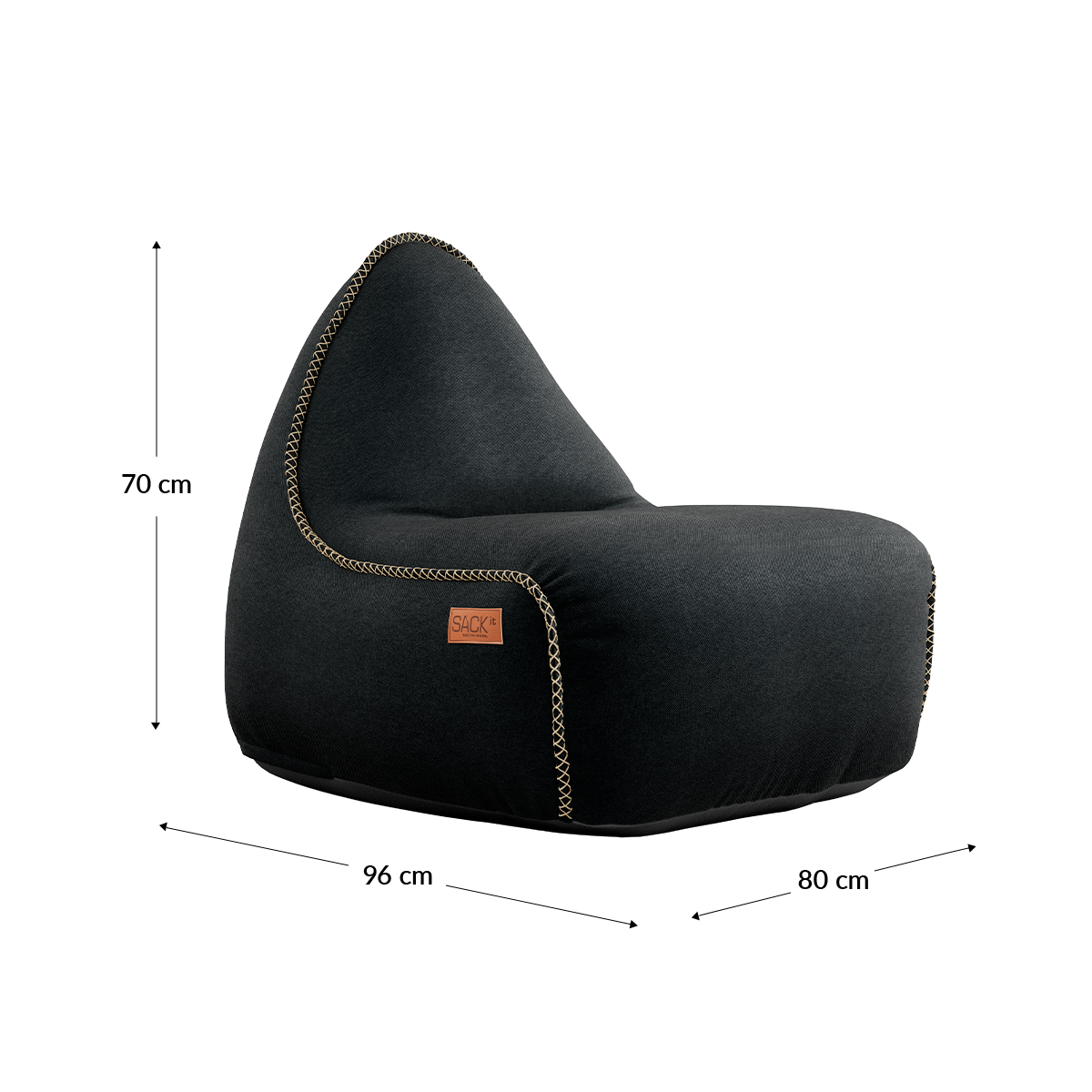 Canvas Lounge Chair sakkosekk i petrolfarget canvas med ryggstøtte og håndsydde sømmer.