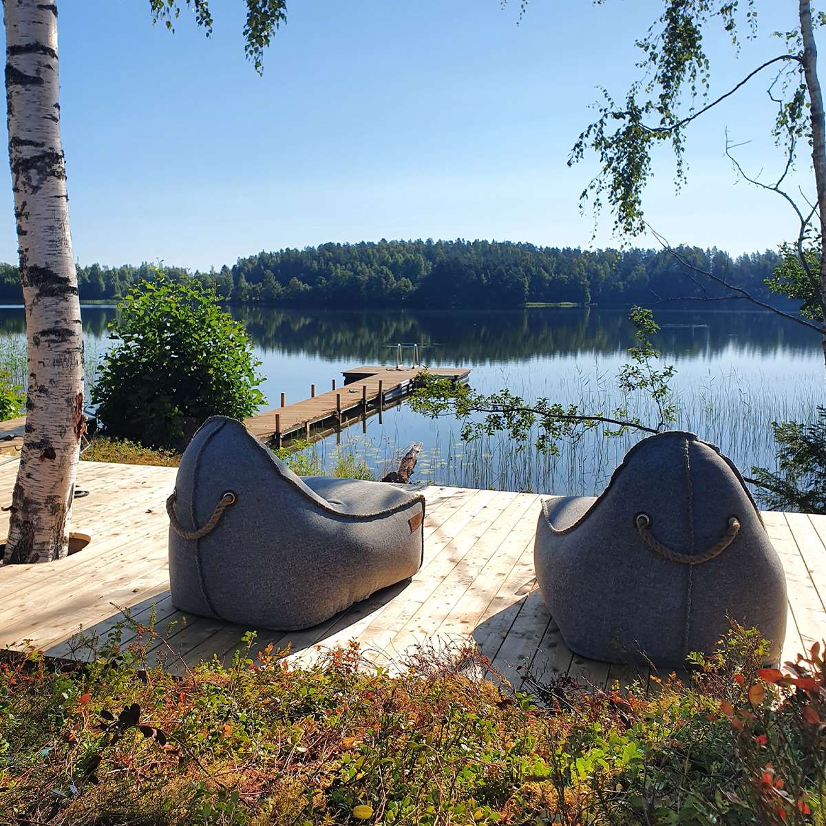 Cobana Lounge Chair i grått, vanntett og holdbar sakkosekk med ryggstøtte, innendørs og utendørs bruk.