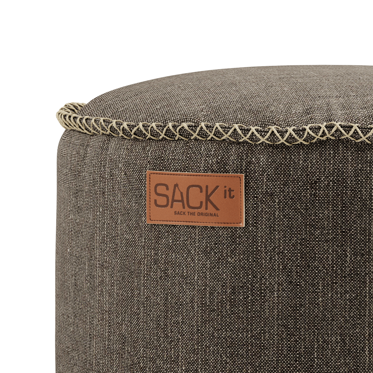 Rund Cobana Pouf i grått Cobana-stoff med vannavstøtende og holdbar finish.
