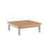 Kirra Side Table utendørs sofabord i taupe pulverlakkert aluminium med teak bordplate, firkantet form.