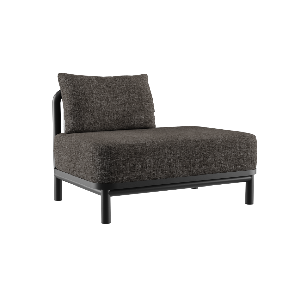 Kirra Lounge Sofa i Kirra Noir med åpen venstre ende og aluminiumsramme for utendørs bruk