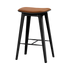 Nordic Bar Stool 73 cm høy i svartbeiset eik med Terra Safari skinn og lyse kryssømmer.