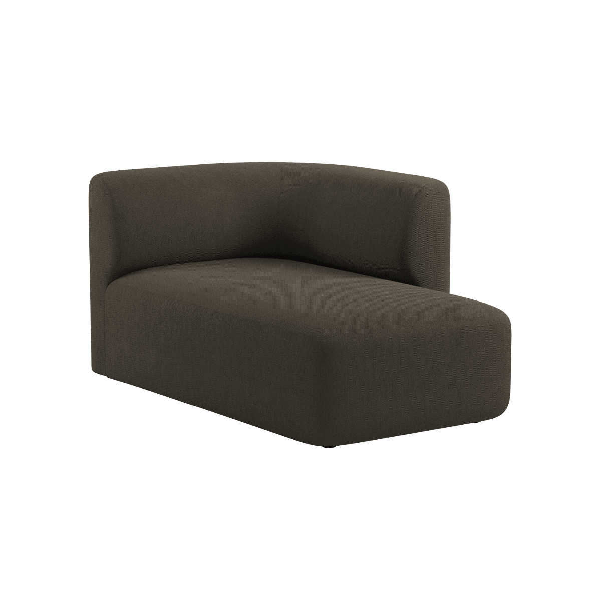 Fjord Sofa med høyre chaiselong i brun Sealife tekstil, skandinavisk design med myke linjer.