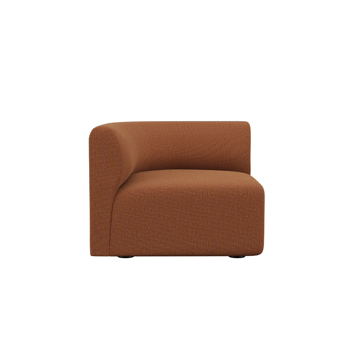 Fjord Sofa hjørneseksjon venstre i Cosmo Mustard tekstil med myke linjer og skandinavisk design