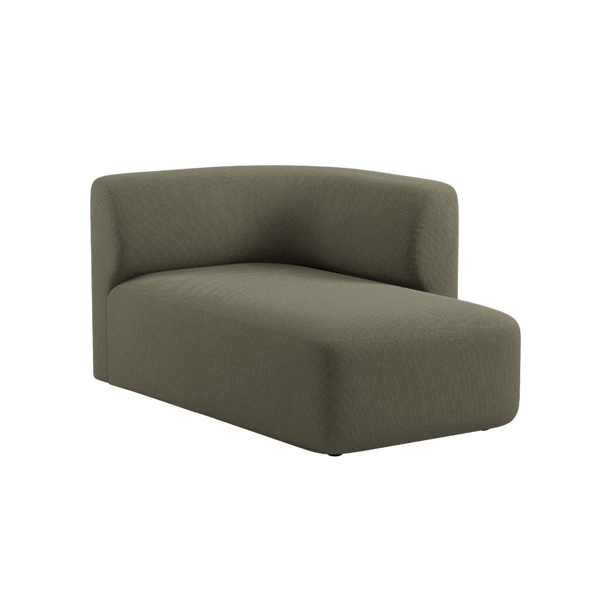 Fjord Sofa med høyre chaiselong i grønn Cosmo Olive tekstil, myke linjer og skandinavisk design.