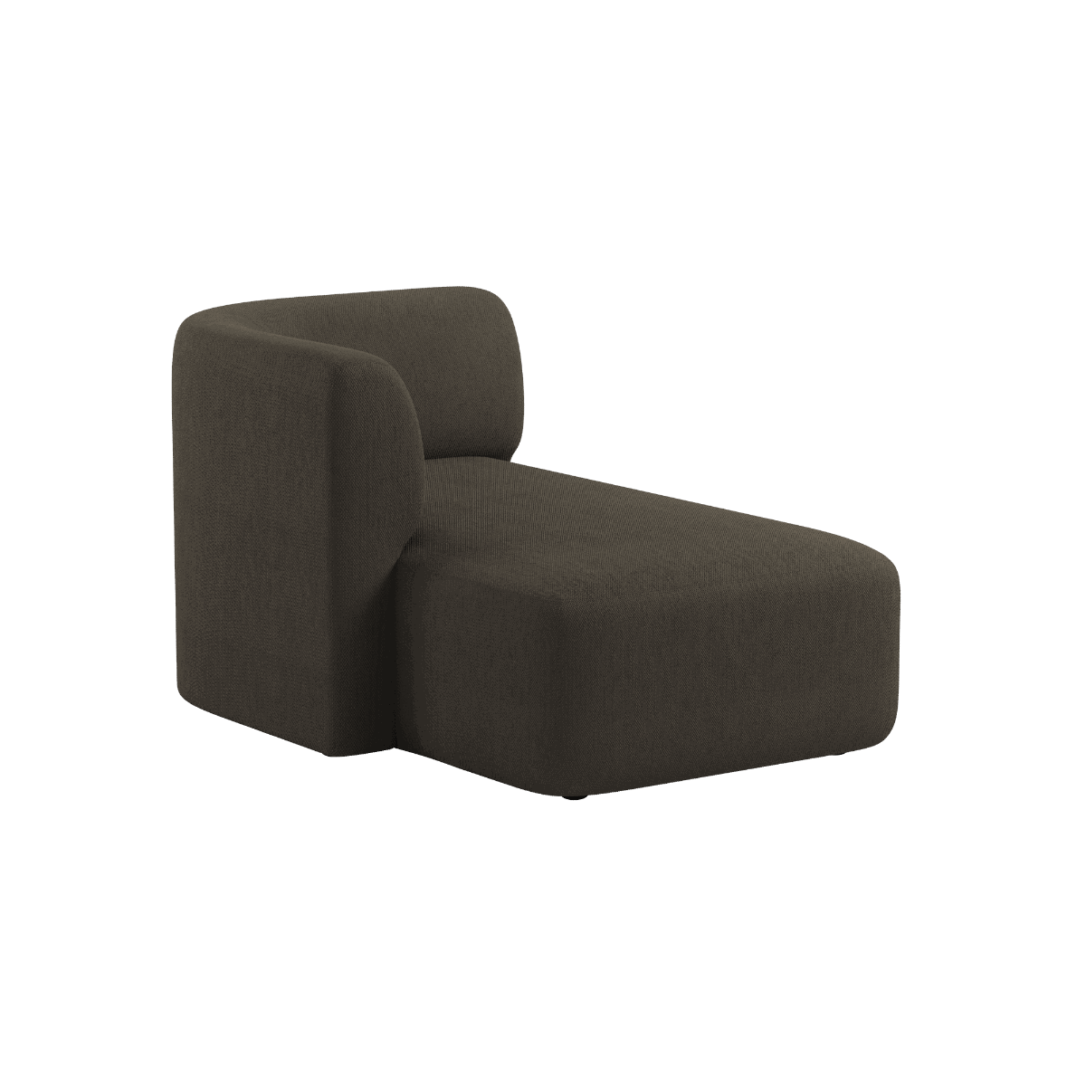 Fjord Sofa med venstrestilt chaiselong i brun Sealife tekstil med myke linjer og skandinavisk design.