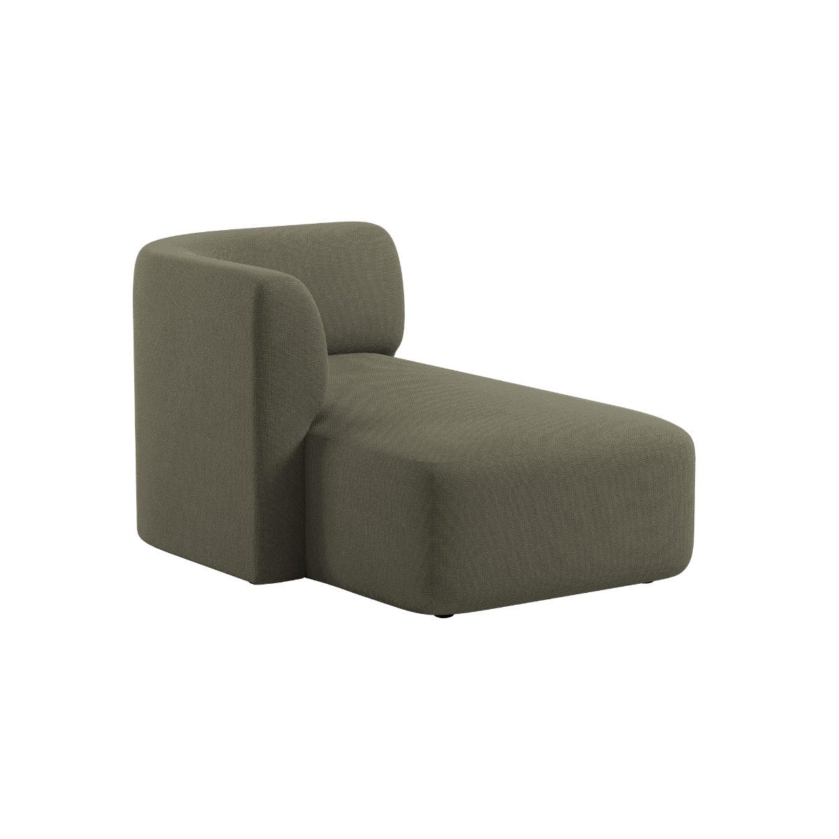 Fjord Sofa med venstrestilt chaiselong i grønn Cosmo Olive tekstil, skandinavisk design og myke linjer.