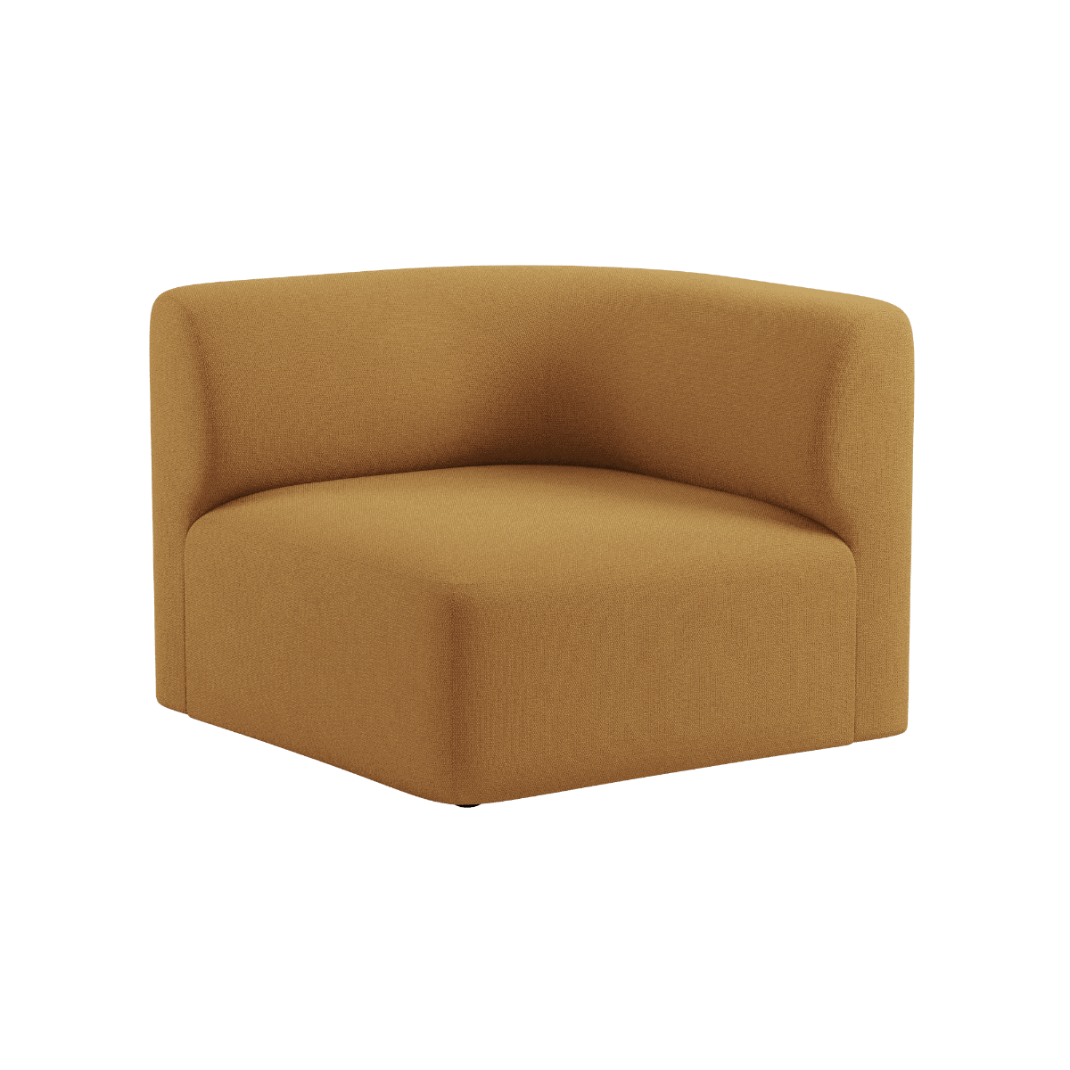 Fjord Sofa hjørneseksjon høyre i myk Cosmo Mustard tekstil med avrundede kanter og modulært design.