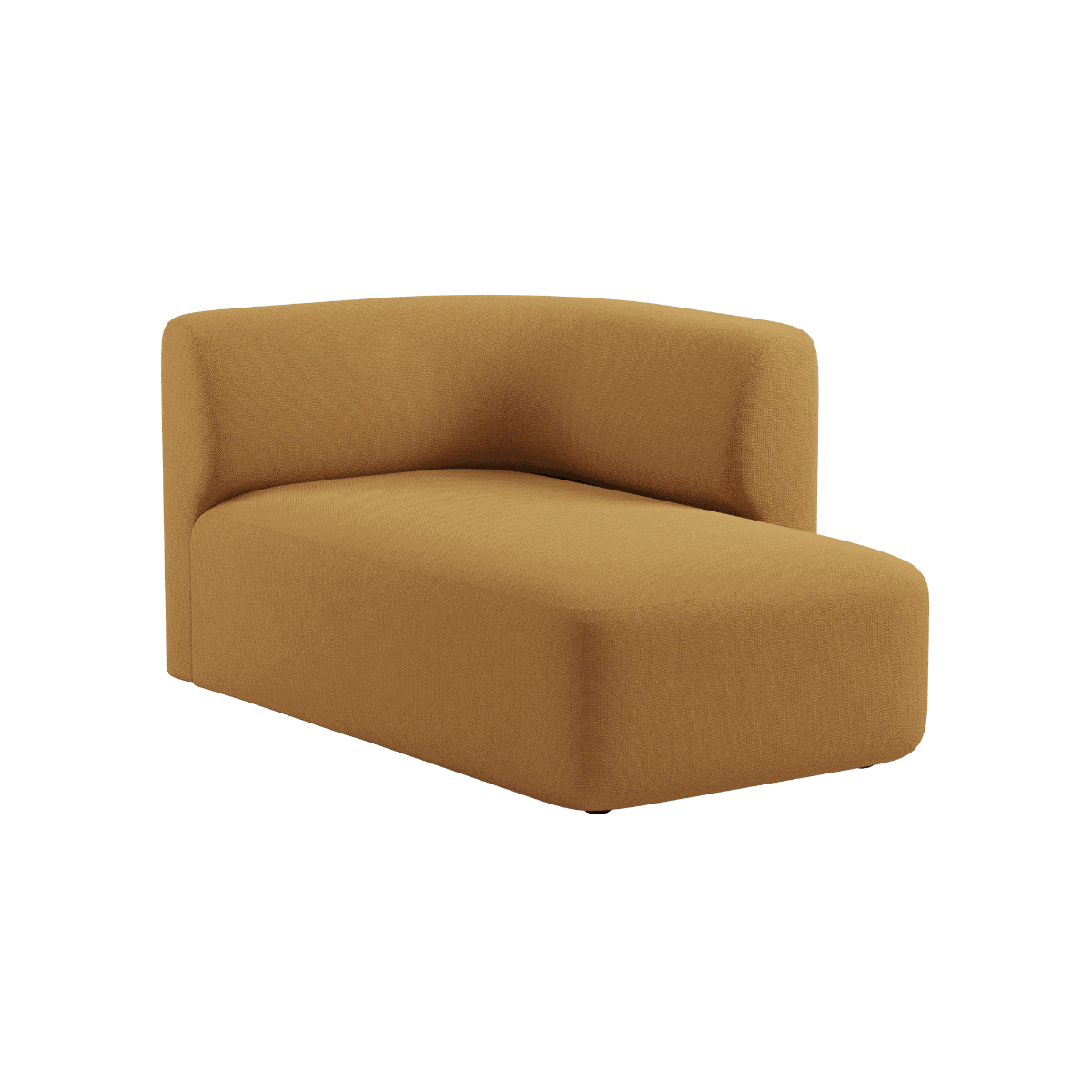 Fjord Sofa med høyre chaiselong i gul Cosmo Mustard tekstil med myke linjer og skandinavisk design.