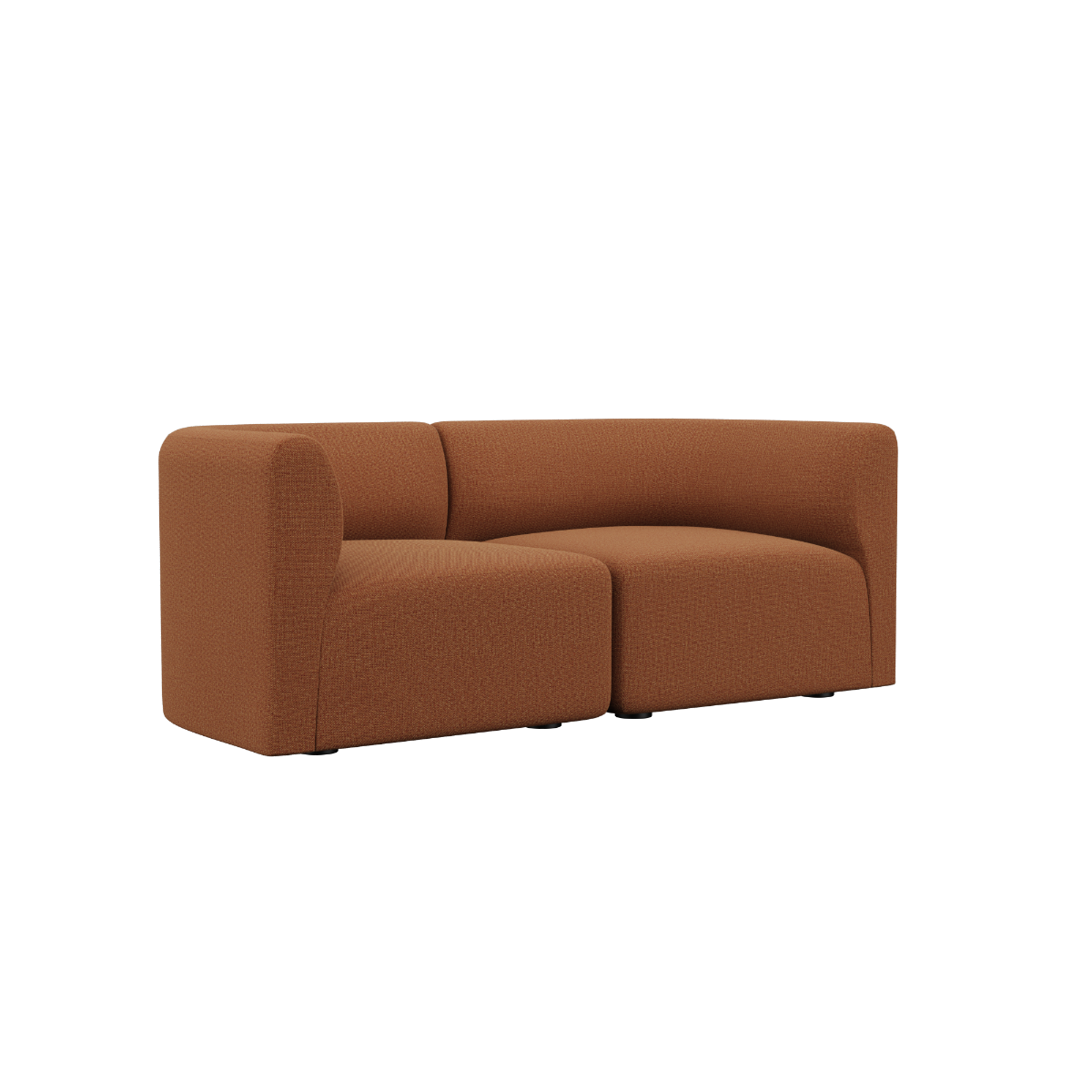 Fjord Sofa 2-seter i Cosmo Terracotta med myke, avrundede kanter og tekstil i boucle.