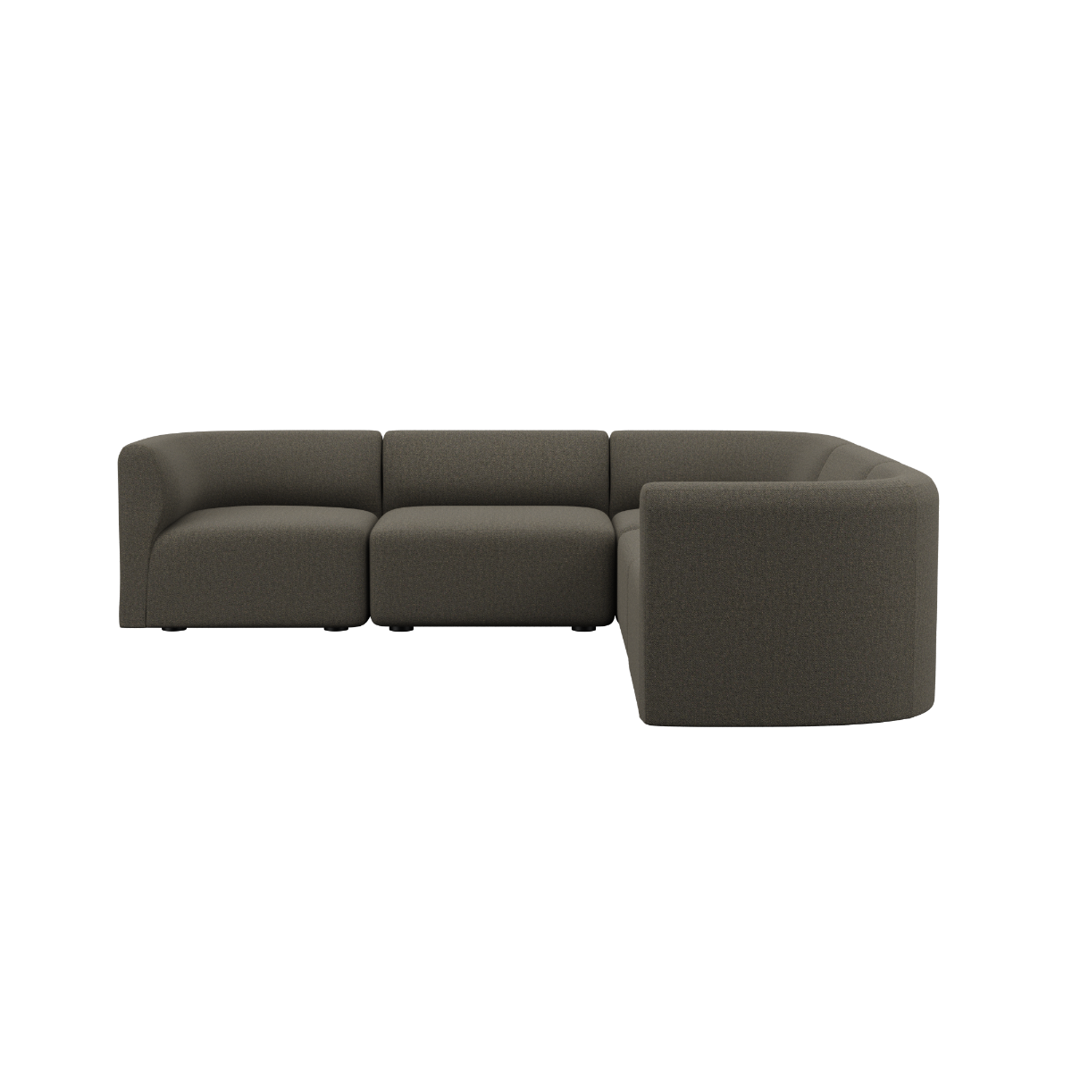 Fjord Sofa hjørnesofa i lyst elfenbensfarget tekstil med myke linjer og skandinavisk design.