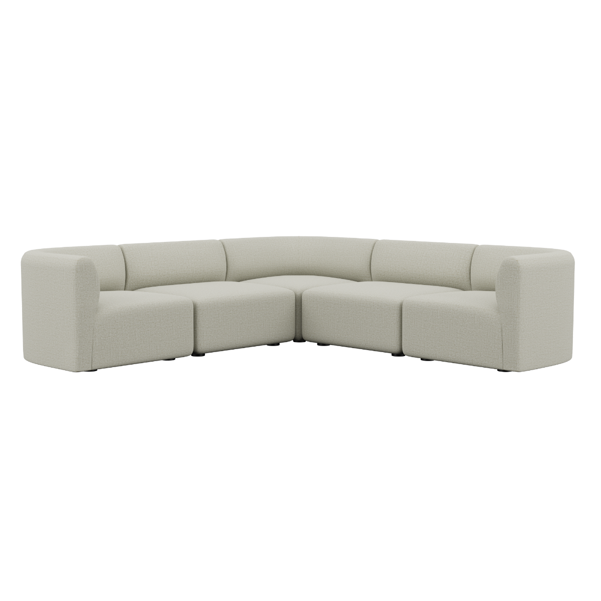 Fjord Sofa hjørnesofa i myk Cosmo Beige med avrundede kanter og skandinavisk design.