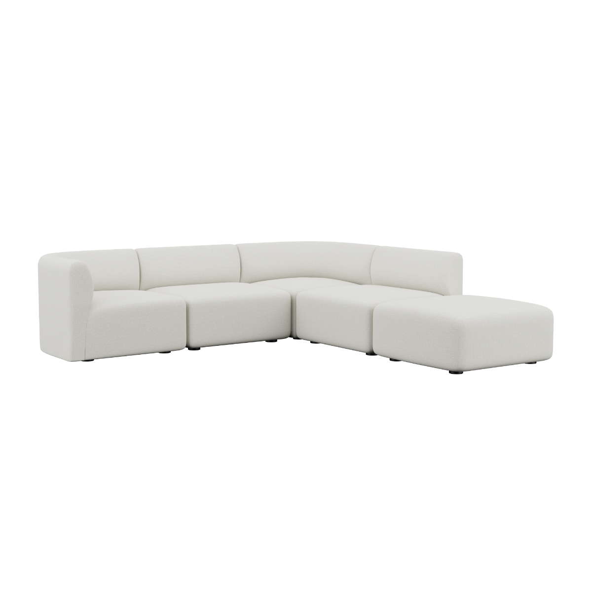 Fjord Sofa hjørnesofa med åpen ende i lyst Sealife Ivory tekstil, myke linjer og skandinavisk design.